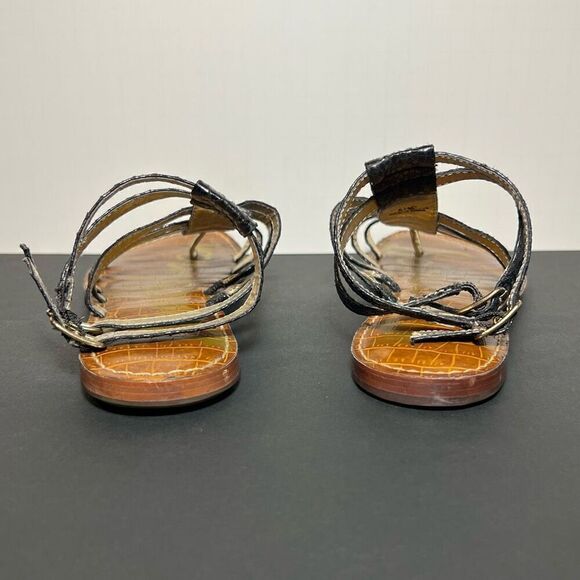 Womens SAM EDELMAN Gilda Black Snakeprint Gladiator Sandals / Size 6.5 Medium - Picture 4 of 8